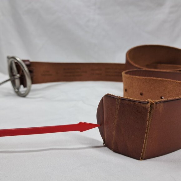 Urban Outfitters Wide Tan Leather Belt with Silver Hardware Size Large - Picture 6 of 8